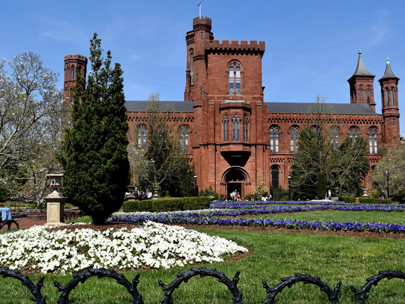 Smithsonian Castle from The Enid A. Haupt Garden in Washington, D.C.