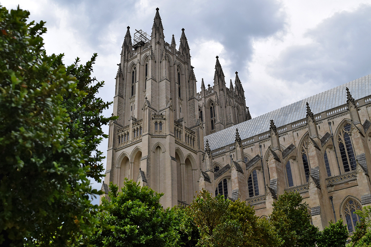 Cherry Blossoms at the Washington National Cathedral Photograph by